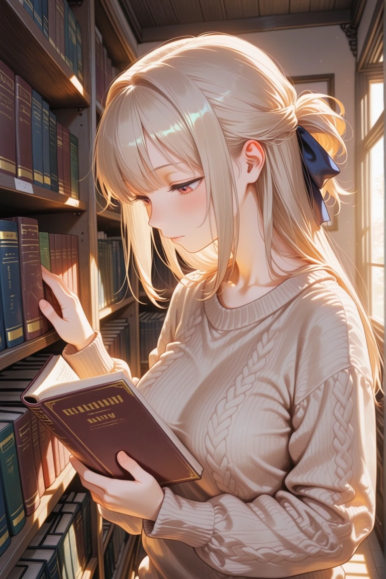 図書室の午後|Stable Diffusion プロンプト作例(呪文図書館)