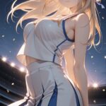 🌙 そっと公開　チアガールのAIイラスト｜Cheerleader Anime Girl Under Stadium Lights