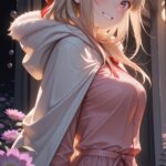 🌙 Mystic Moonlit Cape Anime Art of a Flower Window Girl｜夜に咲く花と微…