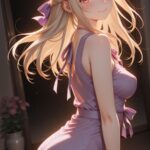 🎀 ときめきの一枚　Lavender Bow Dress Anime Art — A Glance Over Her Shou…