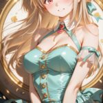 💗 Golden Emblem Corset Dress Anime Illustration｜黄金の円環に輝くミントドレ…