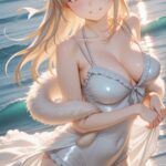 🐰 りんかの新作　夕凪ビーチの水着AIイラスト｜Sunset Beach Swimsuit Anime Girl Aesthe…