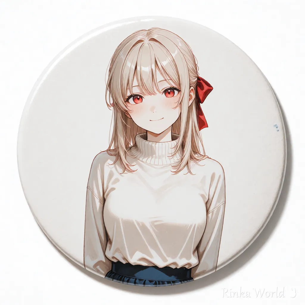 丸い枠の中に赤いリボンの女の子の顔を入れたマスコット風のロゴマークのイラスト