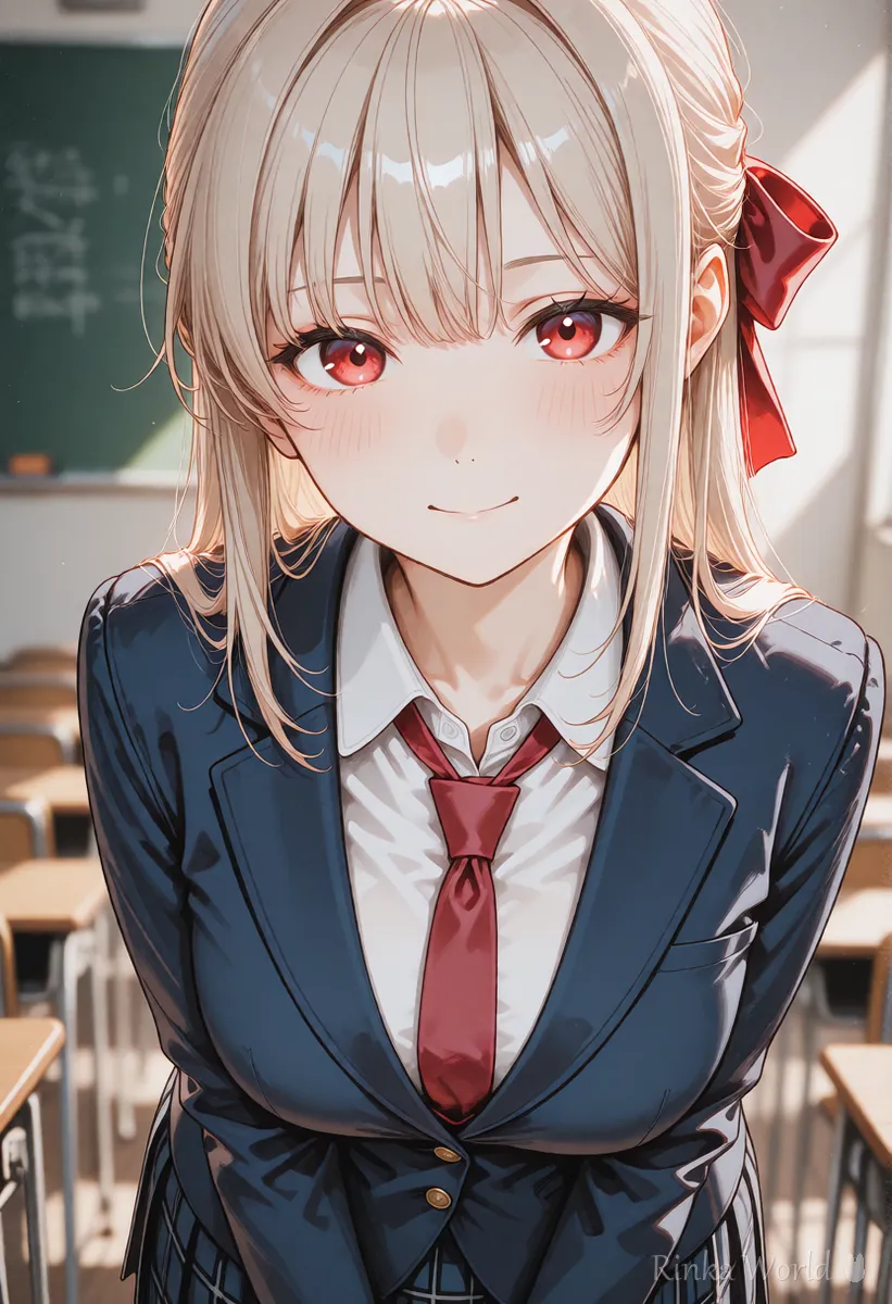 顔が大きく正面を向いたアニメの女の子、AI動画で顔が崩れにくい1枚目の例