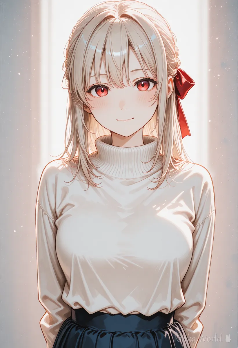 左右の目がそろってこちらを見つめる女の子のアニメイラスト 目がきれいに描けた例
