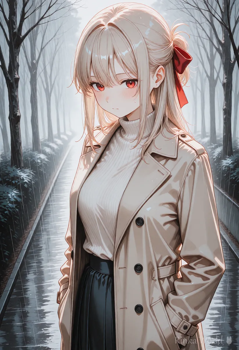 彩度を落としたさみしい雰囲気のアニメの女の子のイラスト