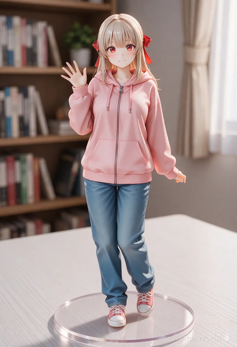 Figure-style anime girl standing on a round display stand