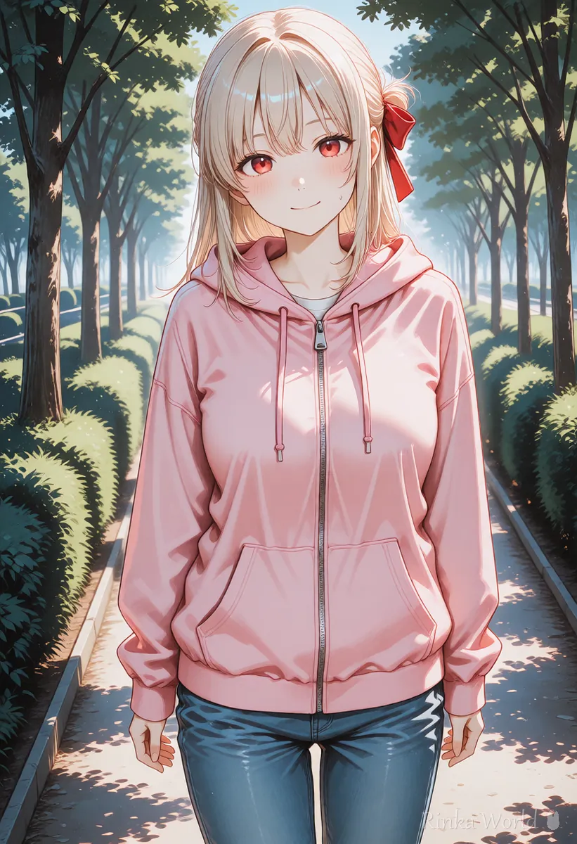 顔が小さく写った全身の女の子のイラスト 拡大で細部を補いたい場面の例