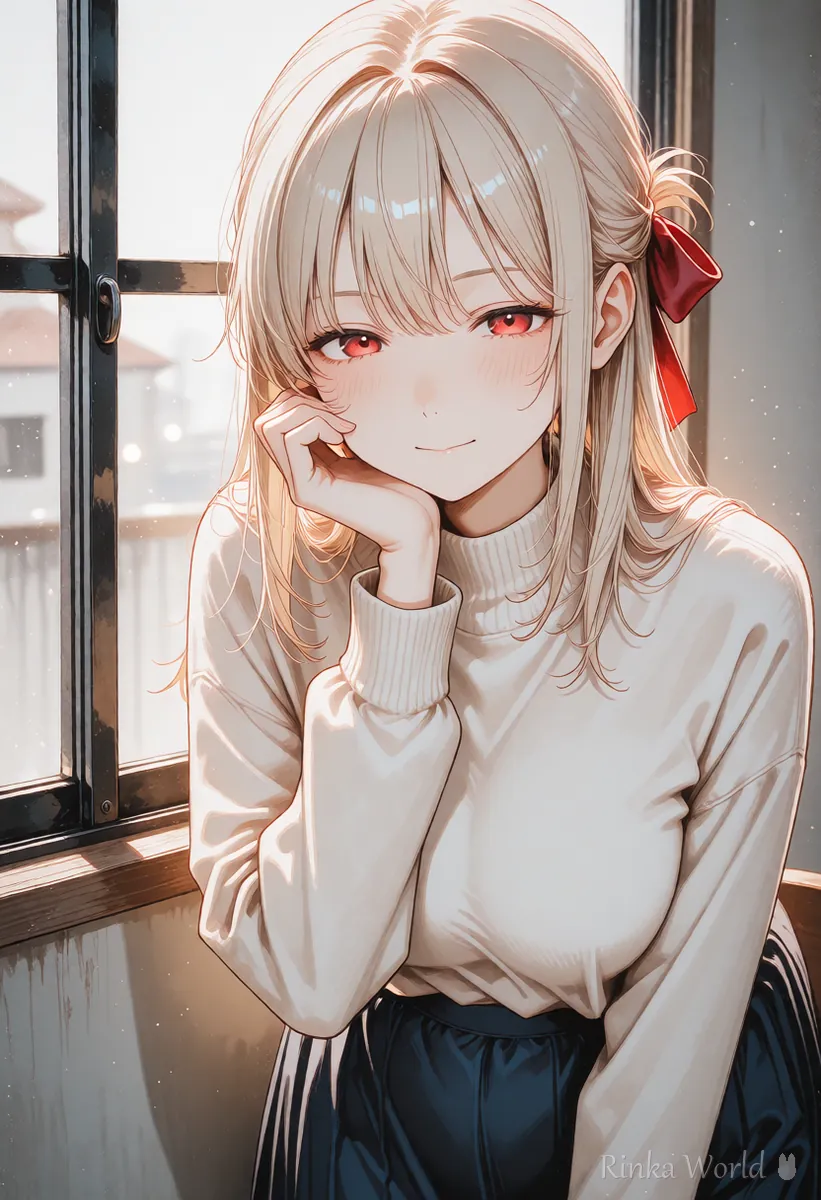 半分閉じたおだやかな目の女の子のアニメイラスト 目の形が安定しやすい表情の例