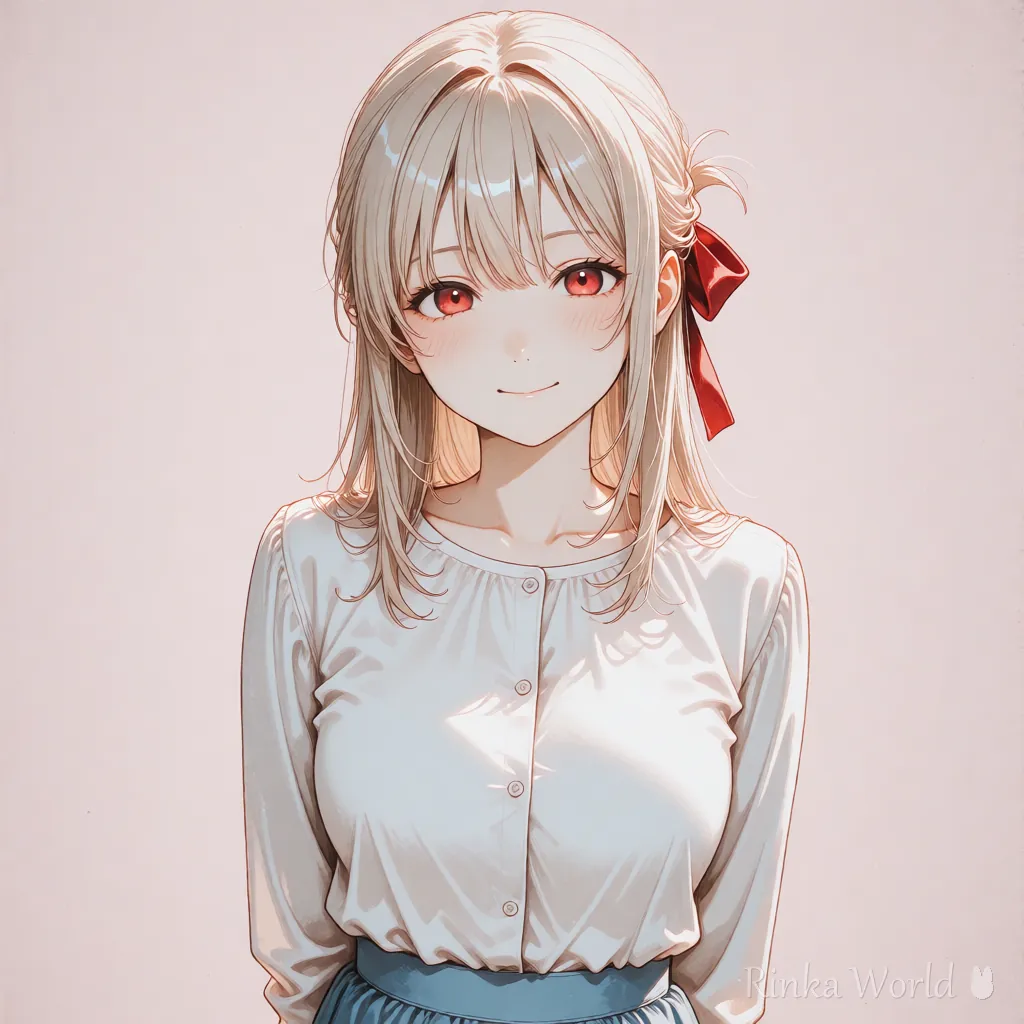 ピンクの背景で笑顔のSNSアイコン向けの女の子のアニメイラスト