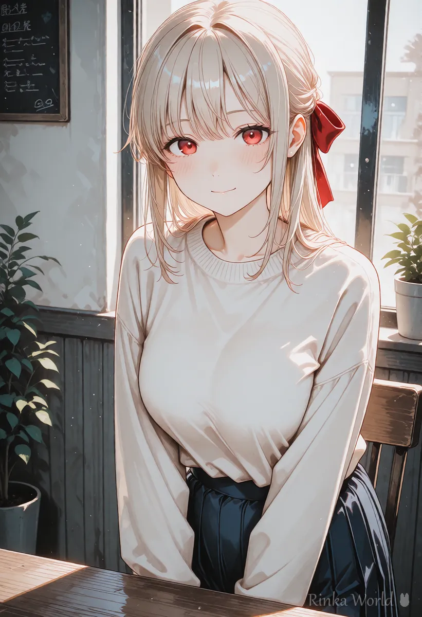 くすみカラーで落ち着いた色のアニメの女の子のイラスト