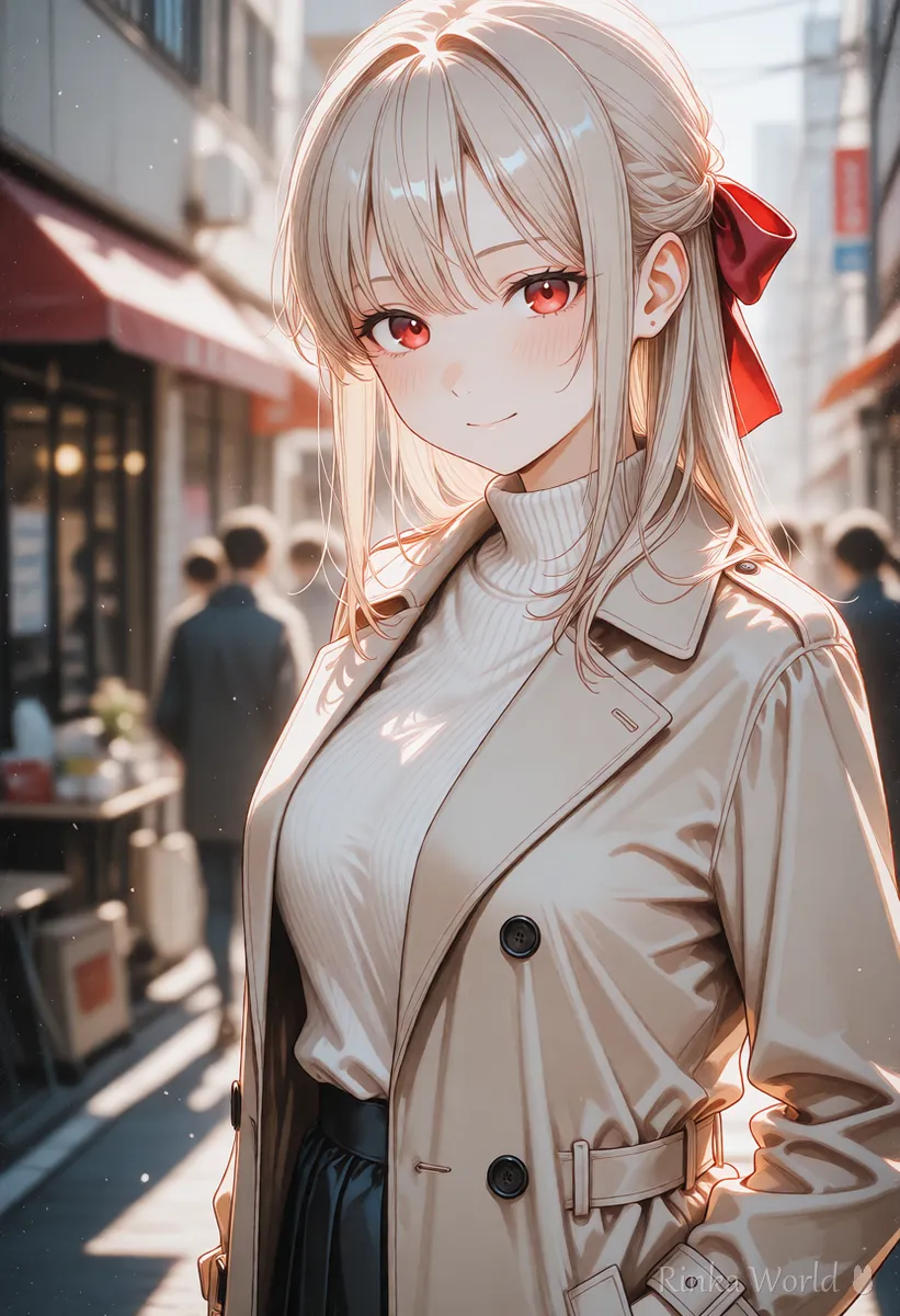 背景をぼかした被写界深度の浅いアニメの女の子のポートレート