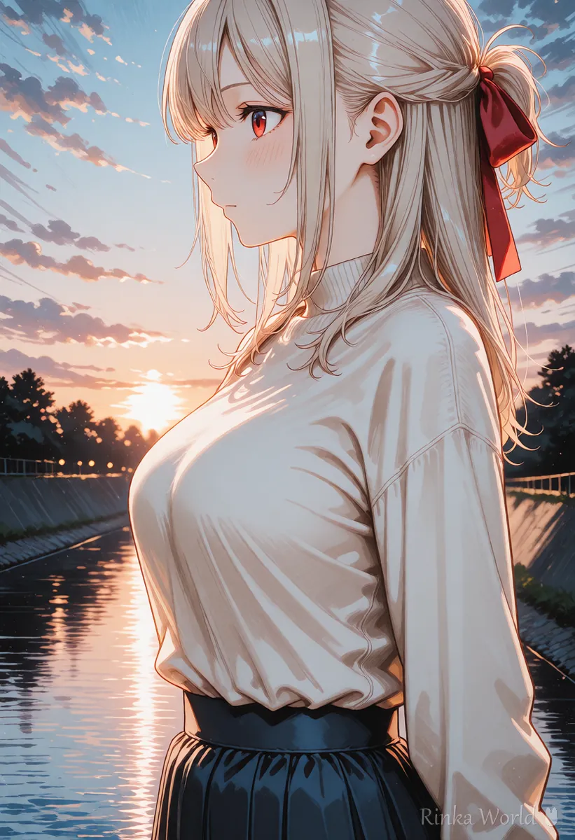 横顔で片目だけが見える女の子のアニメイラスト 奥の目が崩れにくい構図の例