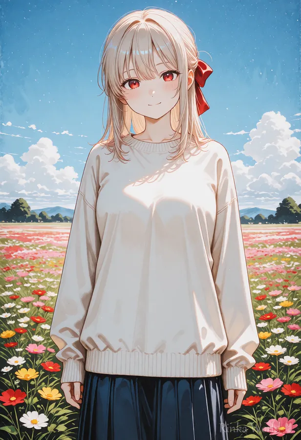 flower field(花畑)の背景の作例|Example of the flower field background tag