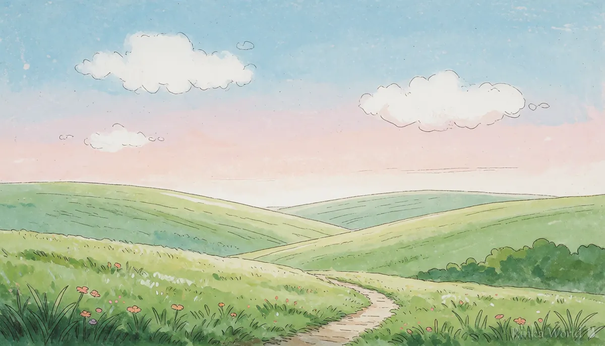 Soft wide scenery of hills and sky with no people, a versatile blog header image