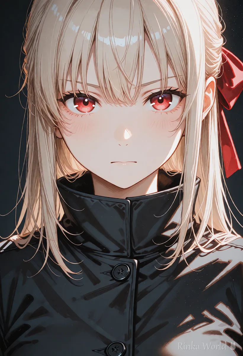 横からの強い光に照らされた真剣な表情の女の子の顔のアップのイラスト