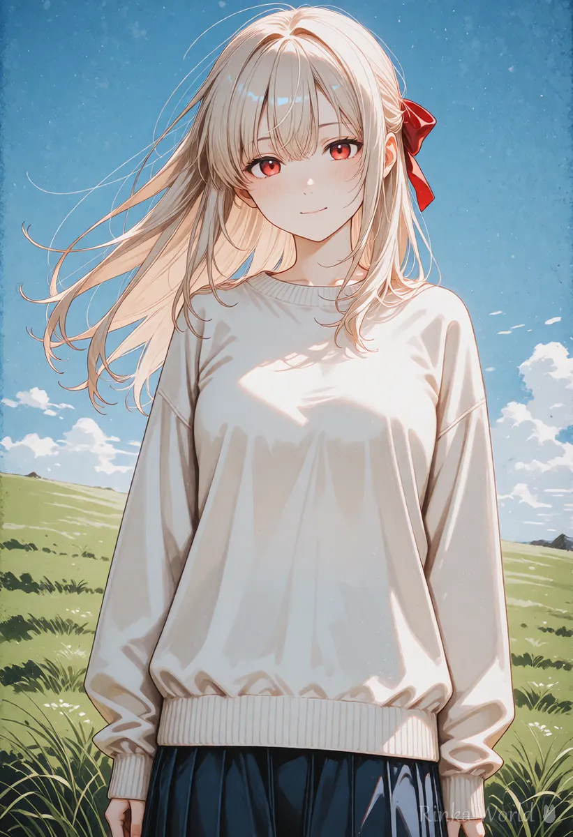 Example of the floating hair tag: anime girl with hair blowing in the wind