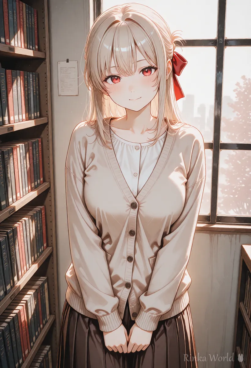 手を前で軽く組んで立つ女の子のアニメイラスト 崩れにくい絵のイメージ