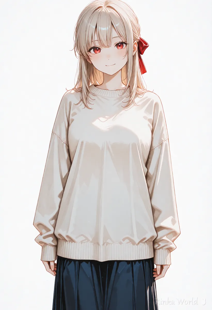 Anime girl standing on a plain white background, background removal example