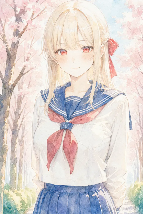 画風タグを前に置いた水彩風の作例｜Example with the art style tag watercolor placed early in the prompt