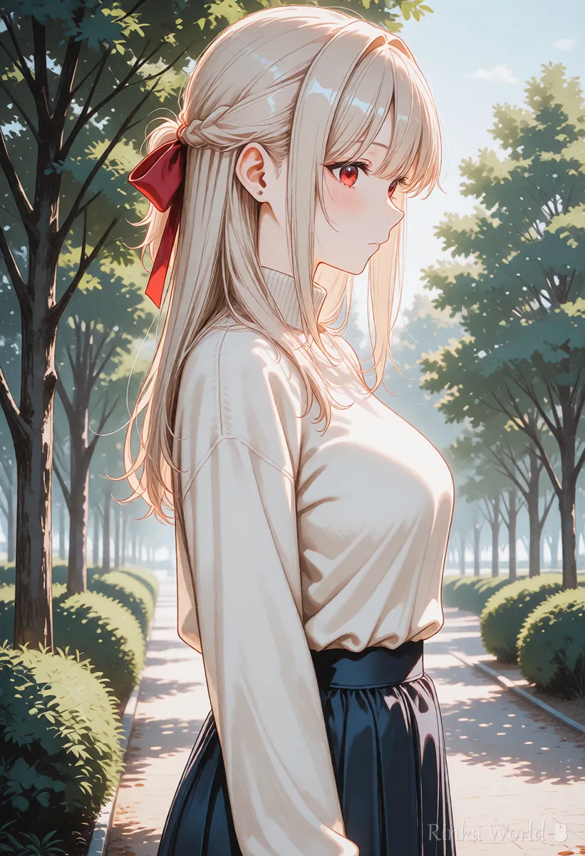 横を向いた女の子のアニメイラスト　KlingとRunwayで同じ画像から動画をくらべる時の1コマ目
