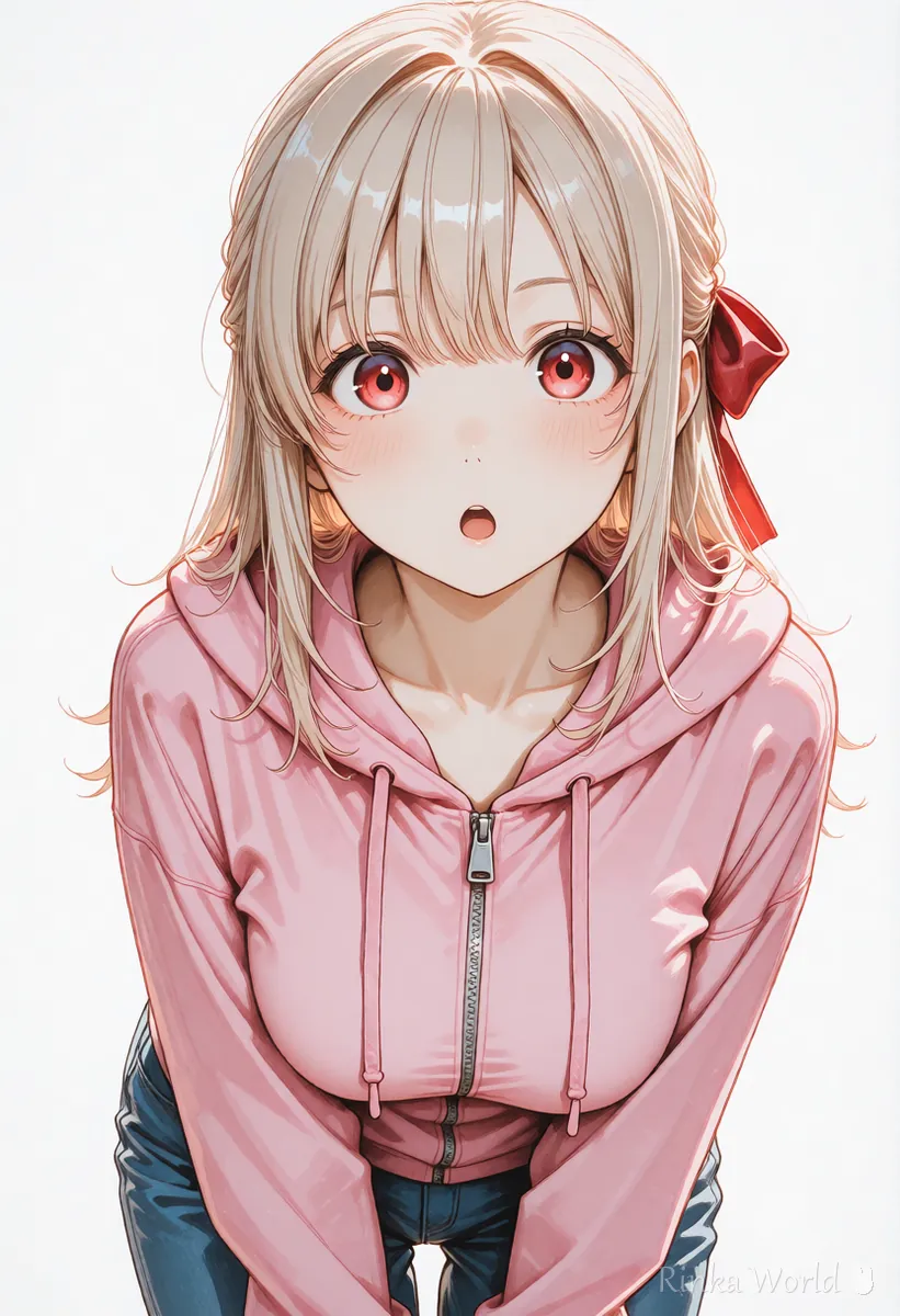 Surprised anime girl on a white background, a sticker expression example