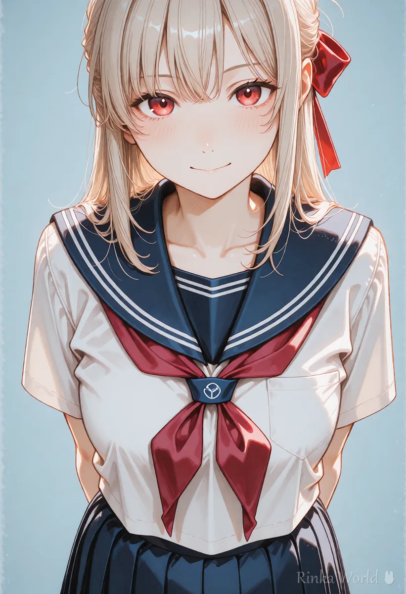 正面を向いて口を閉じた女の子のアニメイラスト 口パク動画に向いている絵の例