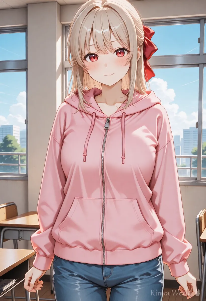 くっきりしたアニメ塗りで描いた女の子のイラスト　にじジャーニーで塗りを指定する時の参考イメージ