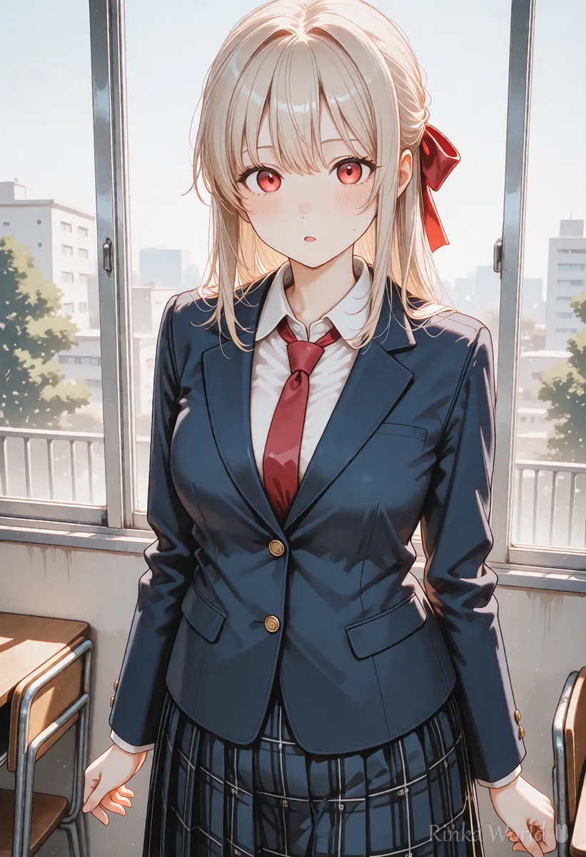 目を丸くしておどろくアニメの女の子のイラスト（表情だけを変えた例）