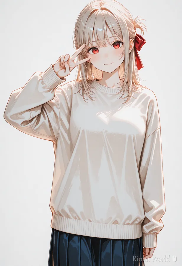 peace sign(ピース)のタグの作例|Example of the peace sign pose tag