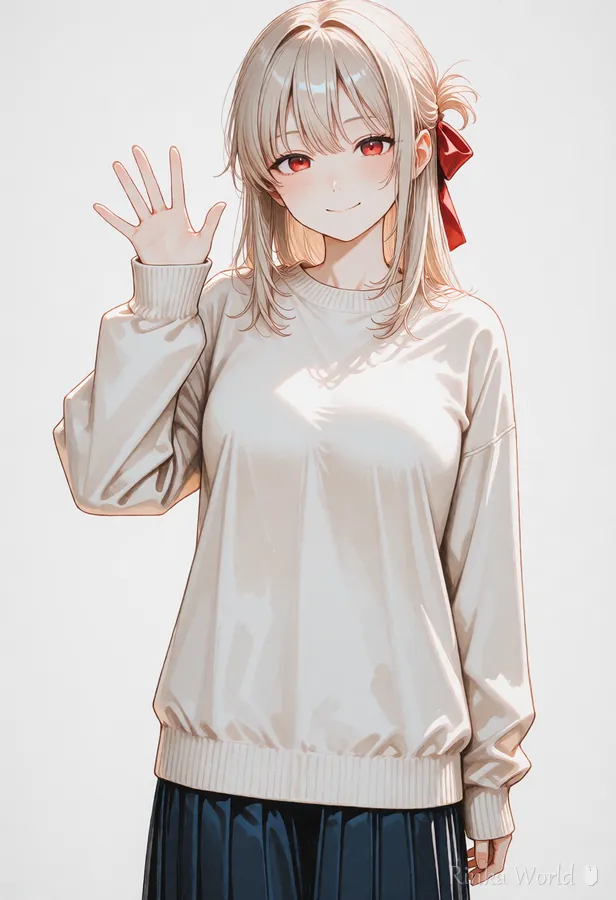 waving(手をふる)のタグの作例|Example of the waving pose tag