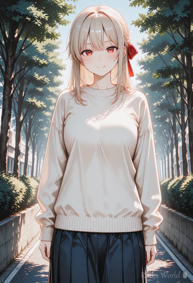 頭から足まで写った全身の女の子のアニメイラスト　構図の言葉を前に出して効かせた例