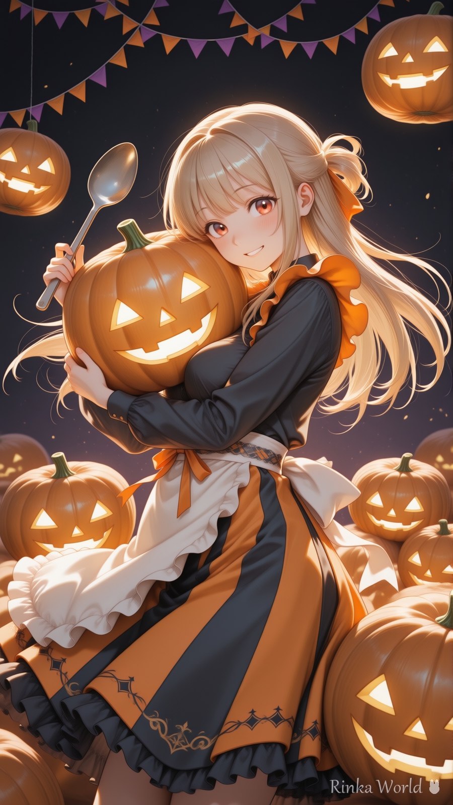 ハロウィンのかぼちゃ、大きすぎてぎゅってしちゃった🎃 SFW｜りんかのXポスト（オリジナルキャラクター りんか）