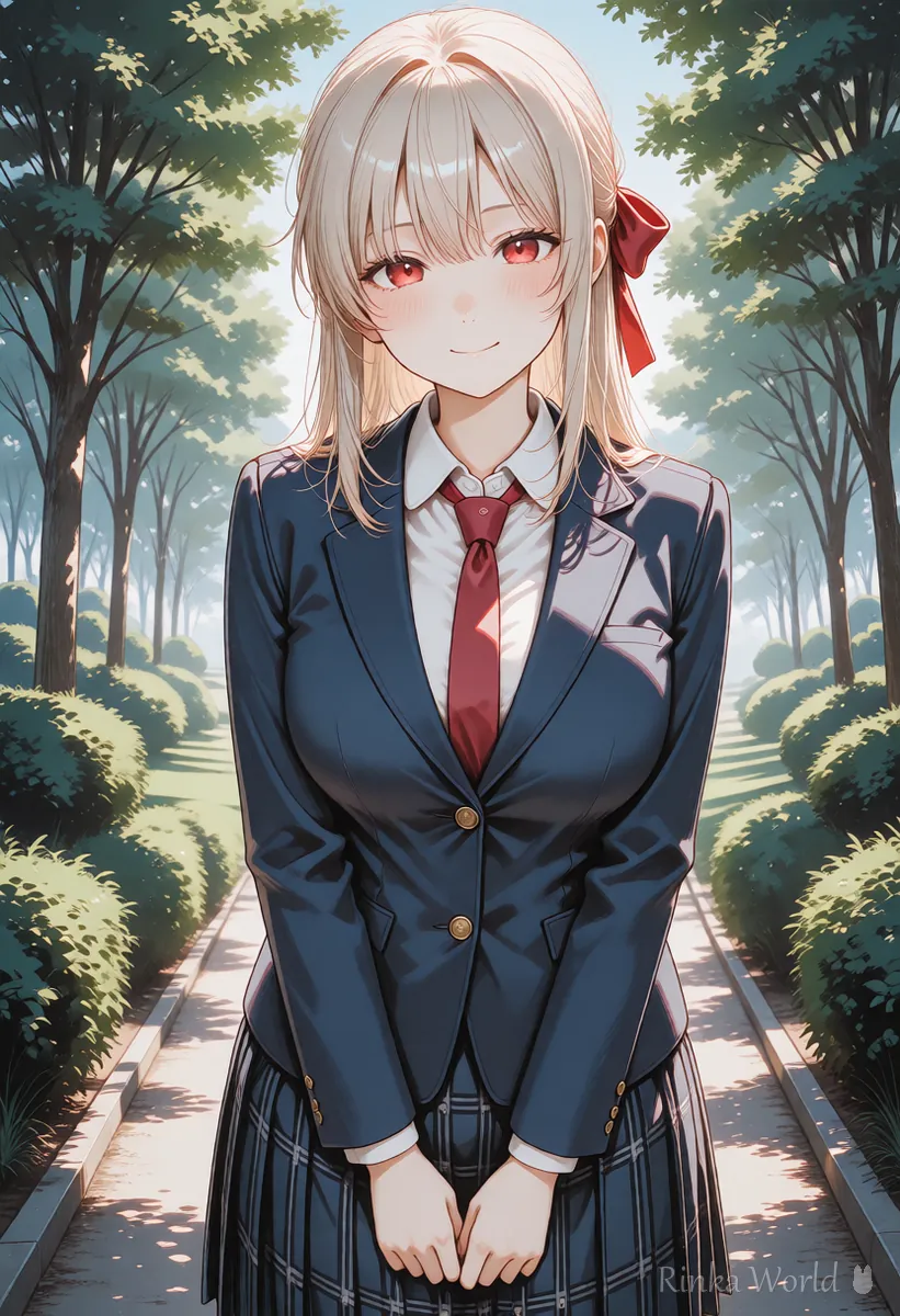 The same anime girl in the same art style, only the place changed to a park