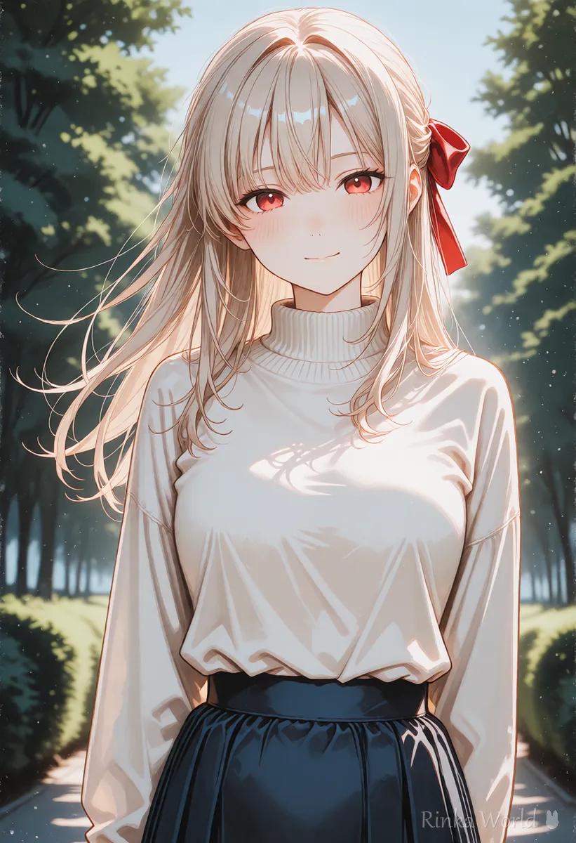 風で揺れる長い髪の毛先まで描きこまれた女の子のイラスト　高い解像度で細部が出る例