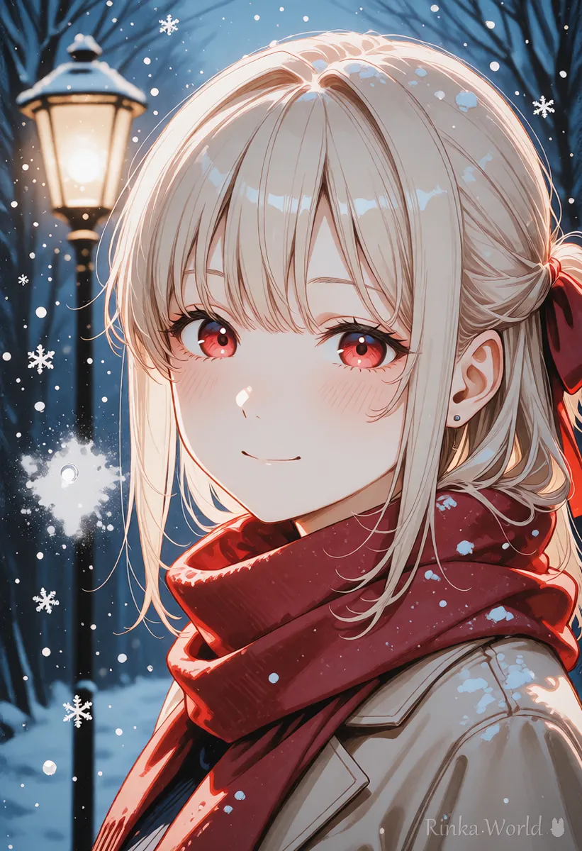 雪を見てほほえむ女の子のアップ、Soraの3ショット目のイメージ