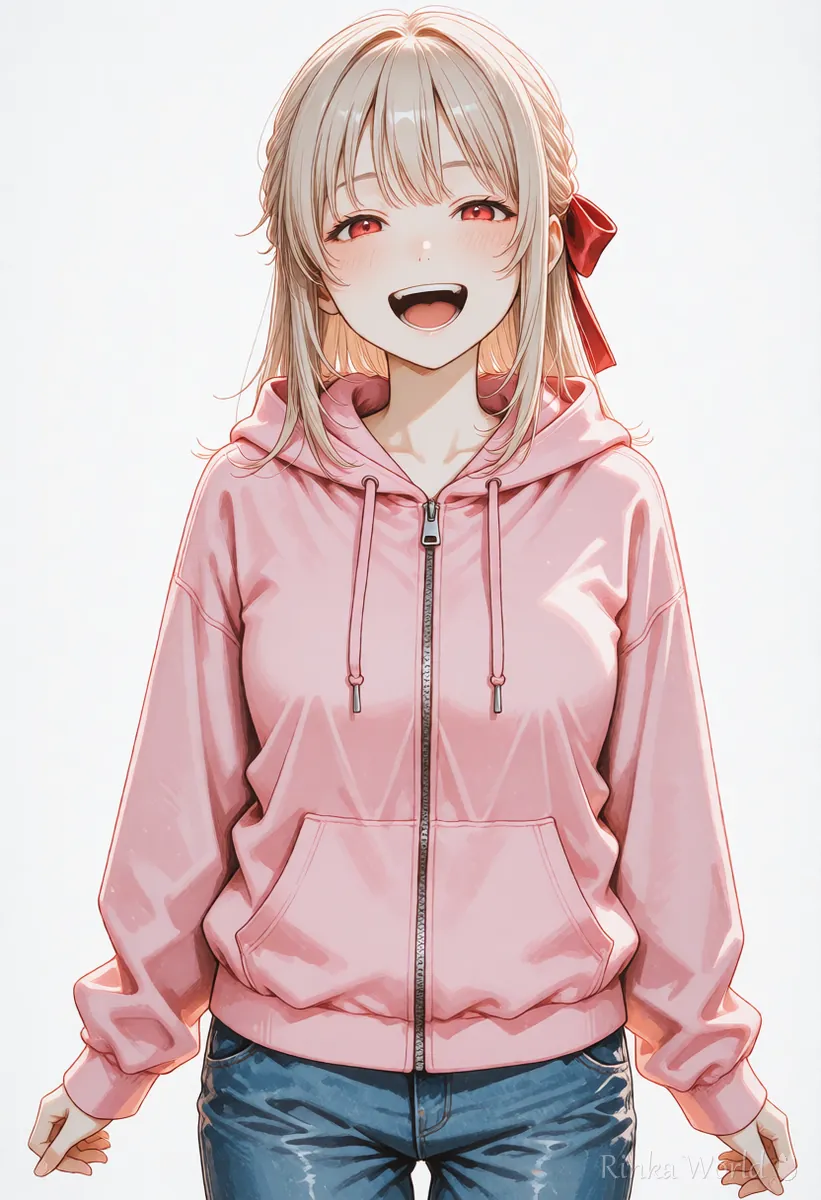 口を開けて笑う表情の立ち絵　VTuberの表情差分の例（笑顔）