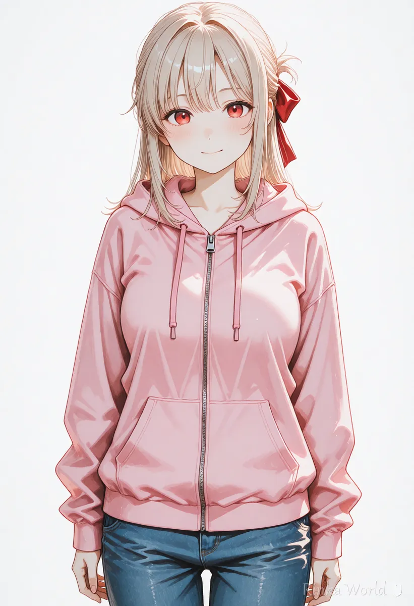 正面を向いて手を下ろした女の子の立ち絵　VTuberの立ち絵の基本の構図