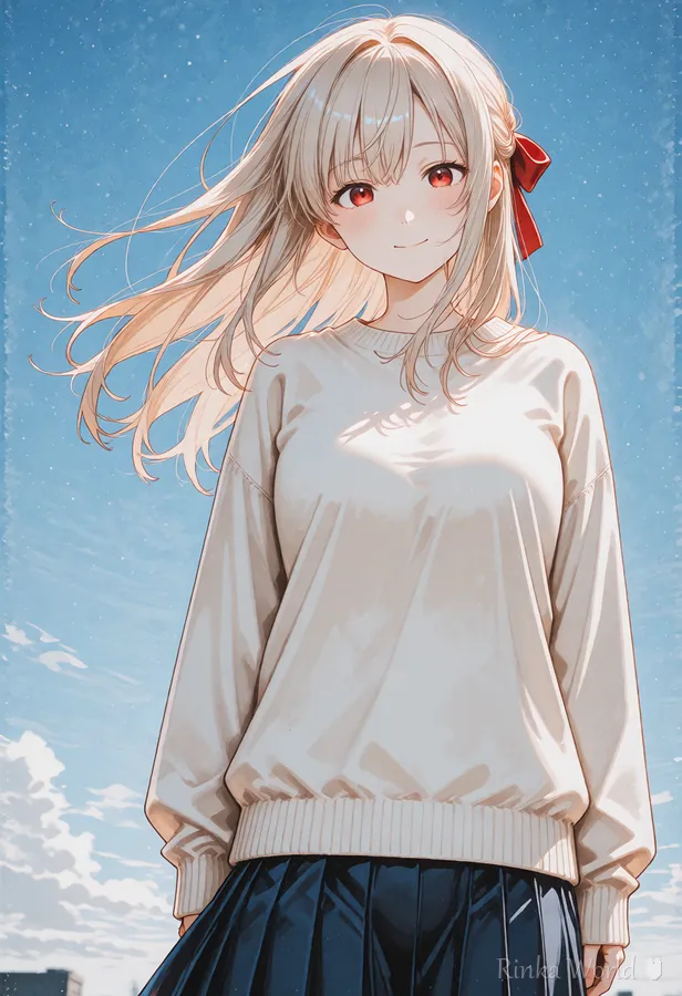 floating hair と wind で髪が風になびく作例｜Example of floating hair and wind: hair blowing in the wind